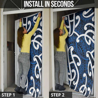Aotearoa Maori Kowhaiwhai Door Cover Kikorangi Puhoro and Patiki LT9 - Polynesian Pride