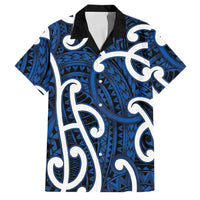 Aotearoa Maori Kowhaiwhai Family Matching Long Sleeve Bodycon Dress and Hawaiian Shirt Kikorangi Puhoro and Patiki LT9 Dad's Shirt - Short Sleeve Blue - Polynesian Pride