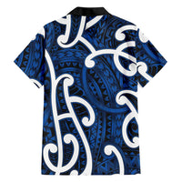 Aotearoa Maori Kowhaiwhai Family Matching Off Shoulder Short Dress and Hawaiian Shirt Kikorangi Puhoro and Patiki LT9 - Polynesian Pride