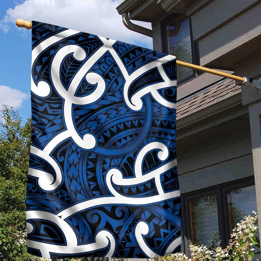 Aotearoa Maori Kowhaiwhai Garden Flag Kikorangi Puhoro and Patiki