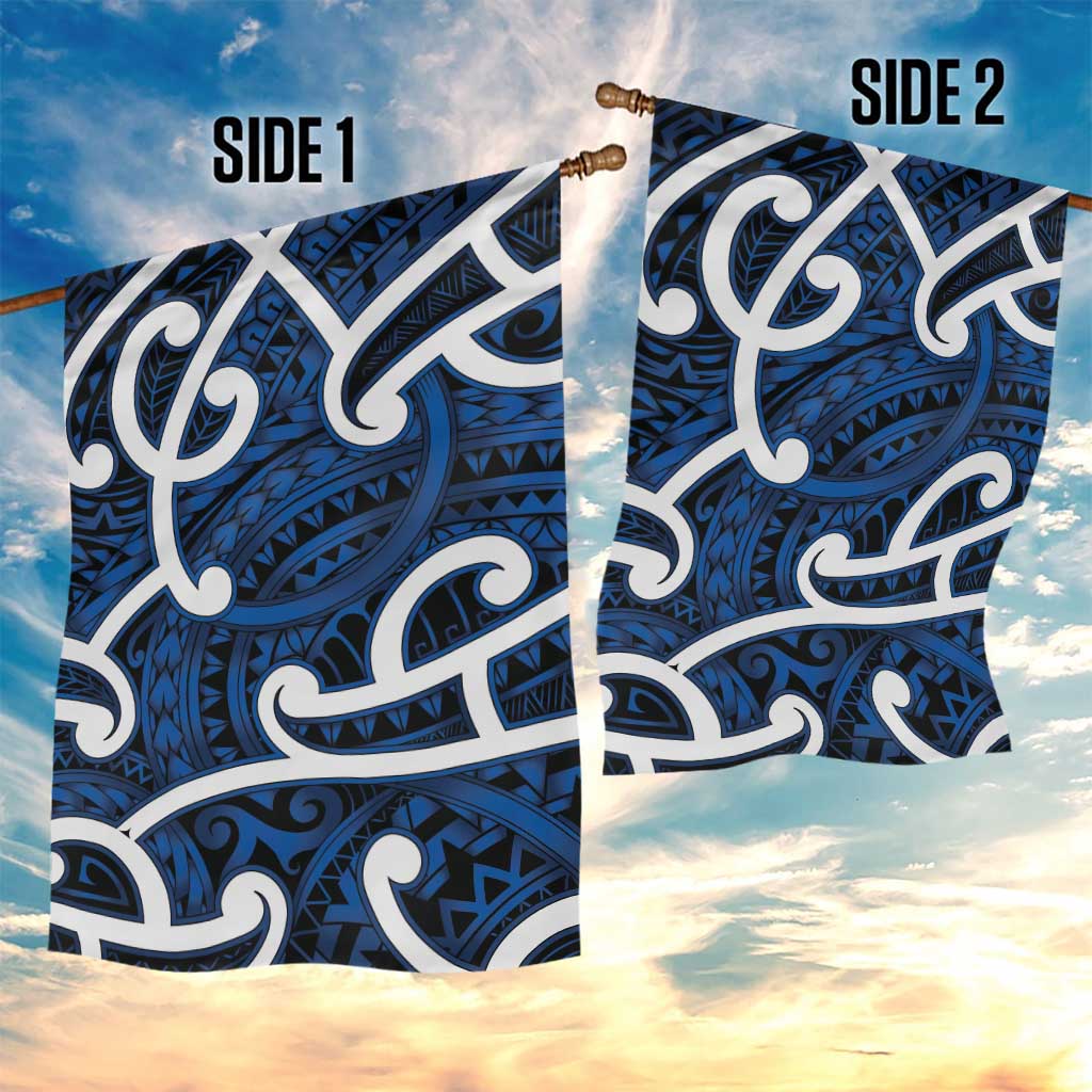 Aotearoa Maori Kowhaiwhai Garden Flag Kikorangi Puhoro and Patiki