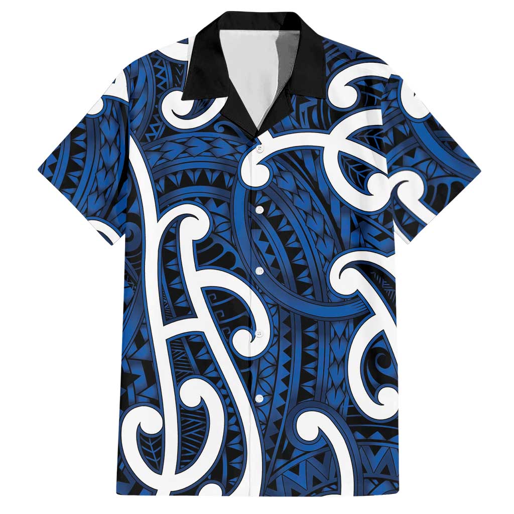 Aotearoa Maori Kowhaiwhai Hawaiian Shirt Kikorangi Puhoro and Patiki LT9 Blue - Polynesian Pride