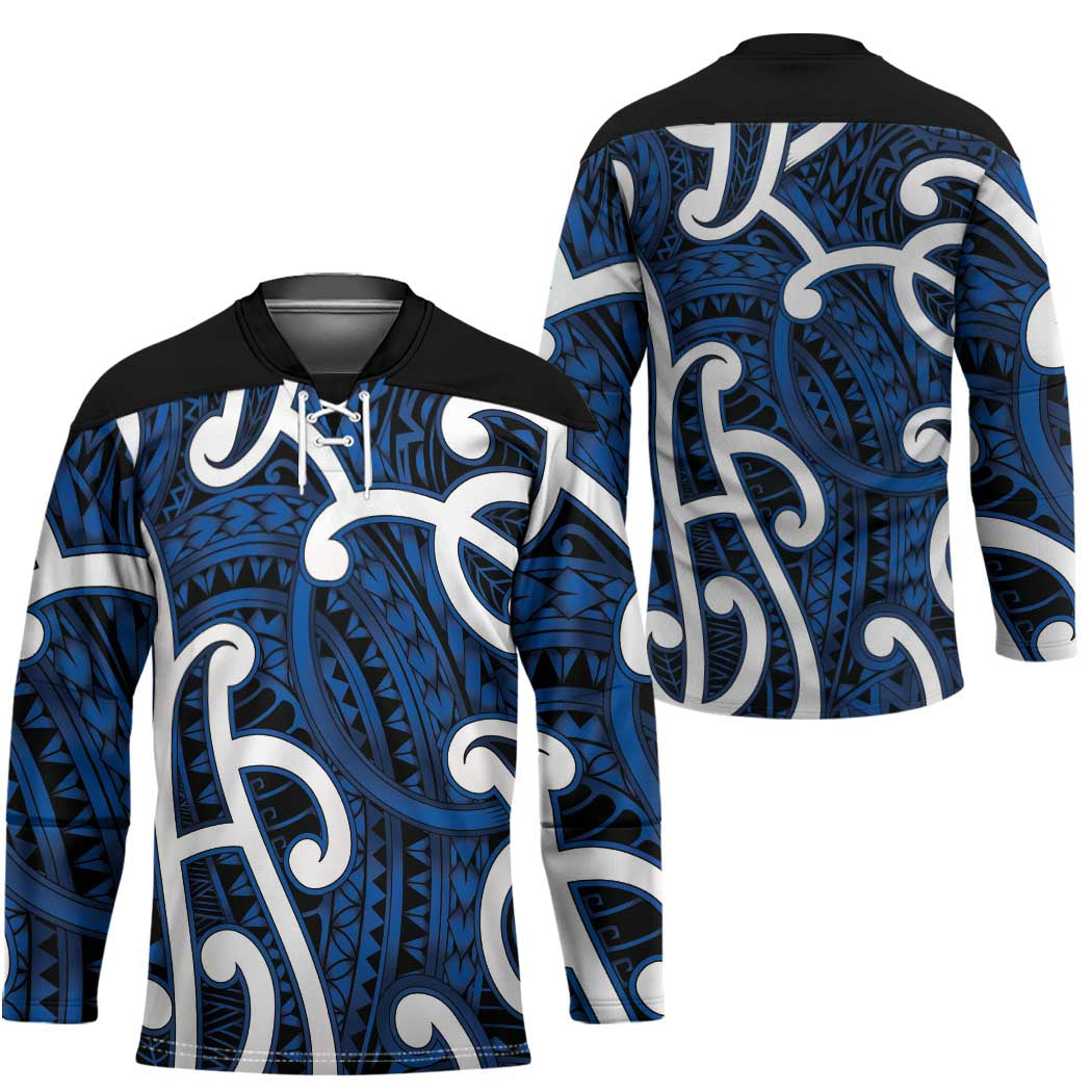 Aotearoa Maori Kowhaiwhai Hockey Jersey Kikorangi Puhoro and Patiki LT9 - Polynesian Pride