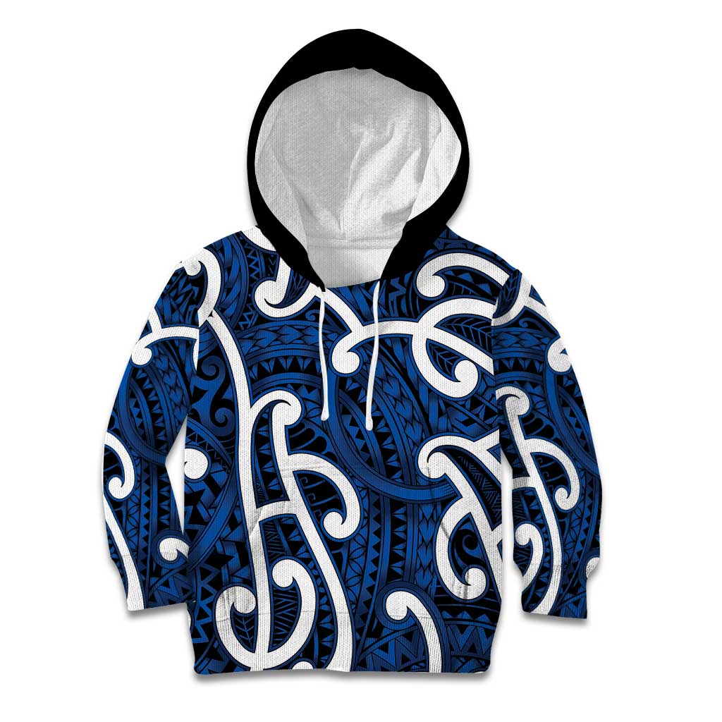 Aotearoa Maori Kowhaiwhai Kid Hoodie Kikorangi Puhoro and Patiki LT9 Hoodie Blue - Polynesian Pride