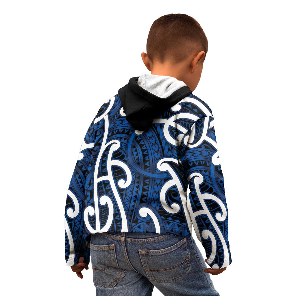 Aotearoa Maori Kowhaiwhai Kid Hoodie Kikorangi Puhoro and Patiki LT9 - Polynesian Pride