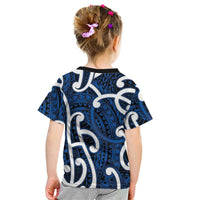 Aotearoa Maori Kowhaiwhai Kid T Shirt Kikorangi Puhoro and Patiki LT9 - Polynesian Pride