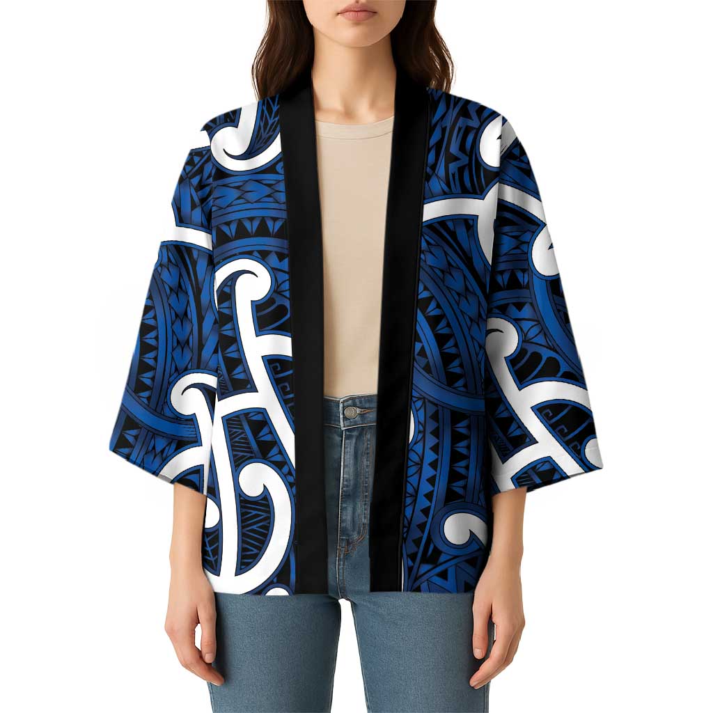 Aotearoa Maori Kowhaiwhai Kimono Kikorangi Puhoro and Patiki