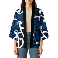 Aotearoa Maori Kowhaiwhai Kimono Kikorangi Puhoro and Patiki