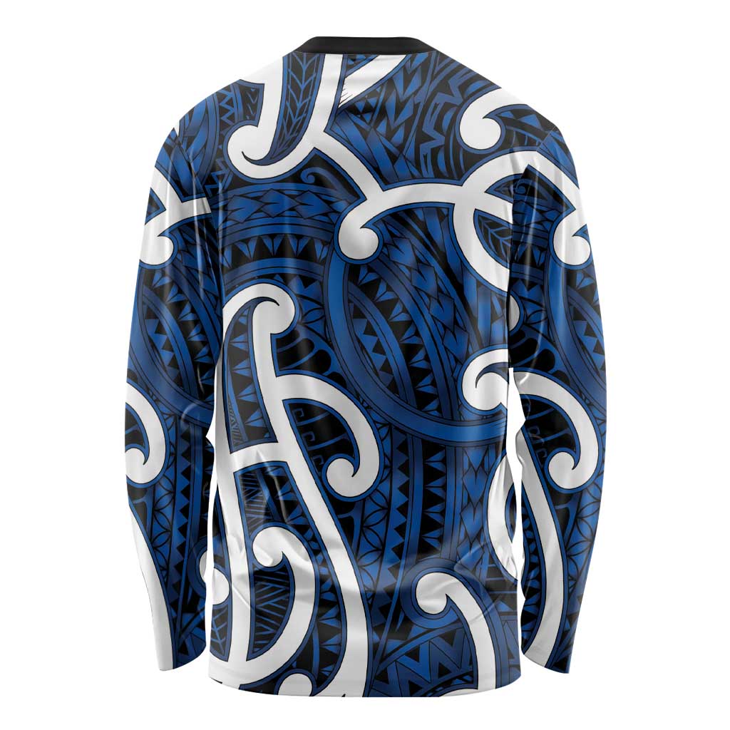 Aotearoa Maori Kowhaiwhai Long Sleeve Shirt Kikorangi Puhoro and Patiki LT9 - Polynesian Pride