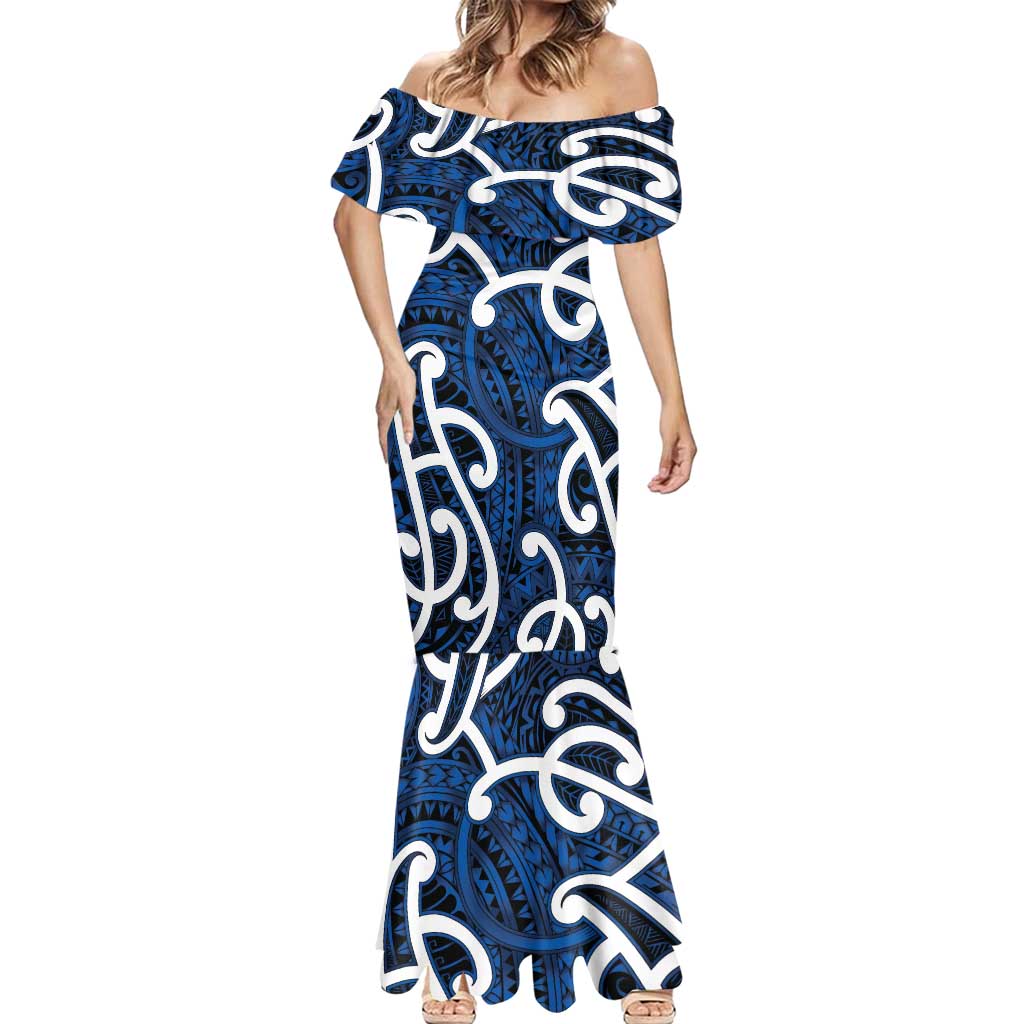 Aotearoa Maori Kowhaiwhai Mermaid Dress Kikorangi Puhoro and Patiki LT9 - Polynesian Pride