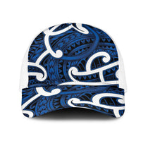 Aotearoa Maori Kowhaiwhai Mesh Trucker Cap Kikorangi Puhoro and Patiki LT9 One Size White Blue - Polynesian Pride