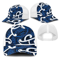 Aotearoa Maori Kowhaiwhai Mesh Trucker Cap Kikorangi Puhoro and Patiki LT9 - Polynesian Pride