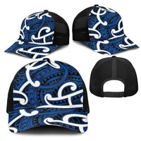 Aotearoa Maori Kowhaiwhai Mesh Trucker Cap Kikorangi Puhoro and Patiki LT9 - Polynesian Pride