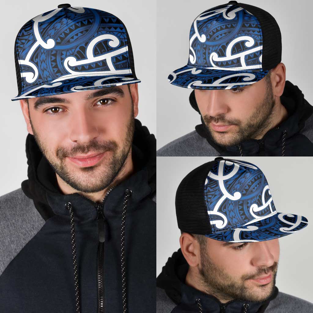 Aotearoa Maori Kowhaiwhai Mesh Trucker Cap Kikorangi Puhoro and Patiki LT9 - Polynesian Pride