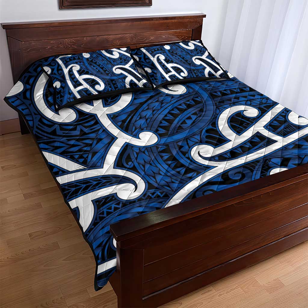 Aotearoa Maori Kowhaiwhai Quilt Bed Set Kikorangi Puhoro and Patiki