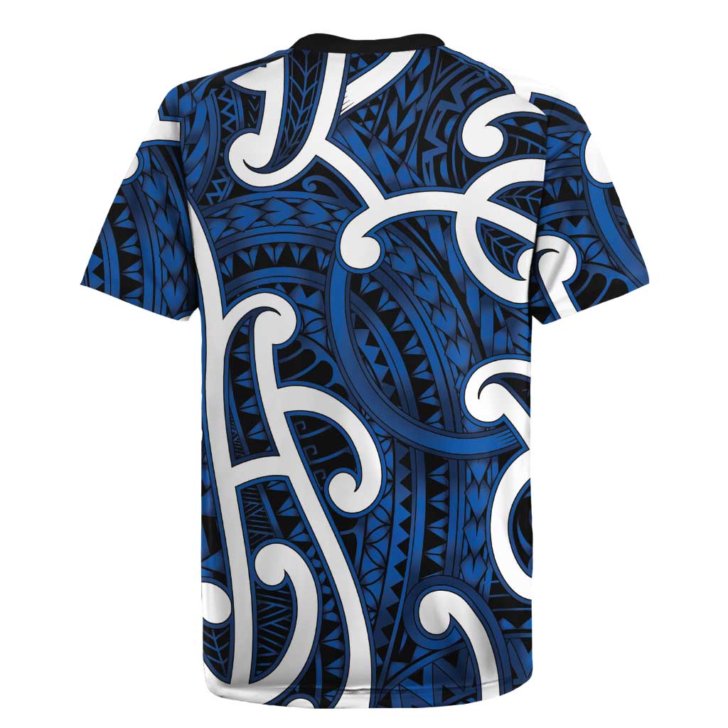 Aotearoa Maori Kowhaiwhai Rugby Jersey Kikorangi Puhoro and Patiki