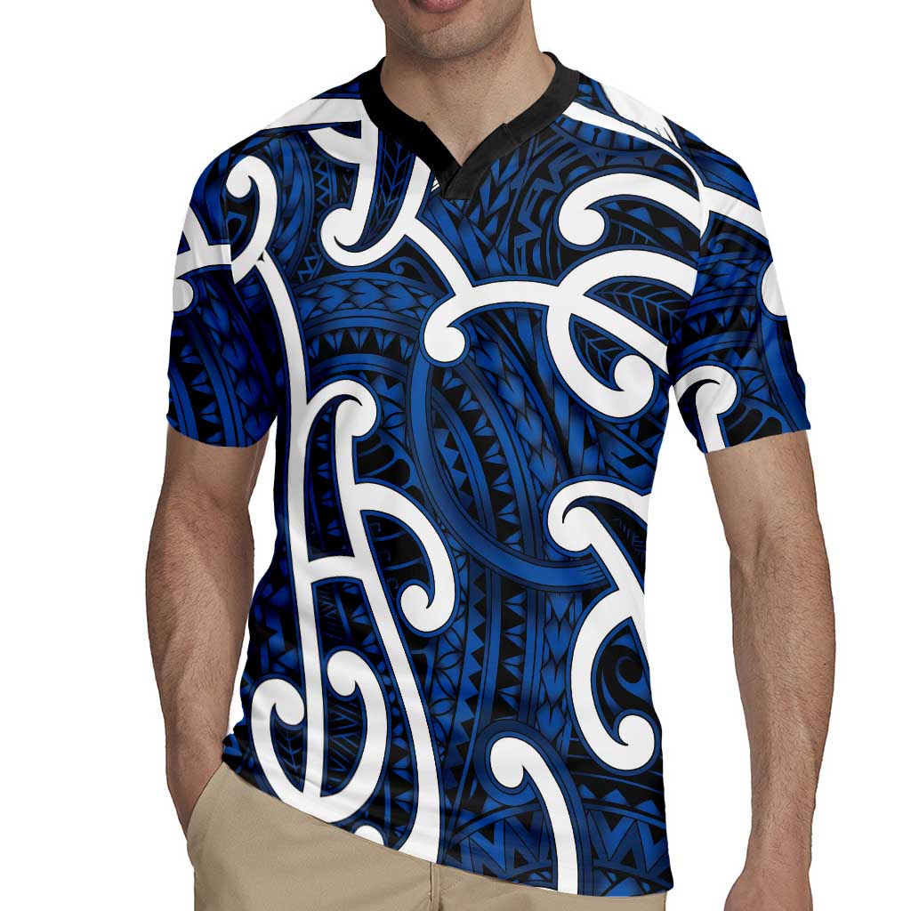 Aotearoa Maori Kowhaiwhai Rugby Jersey Kikorangi Puhoro and Patiki