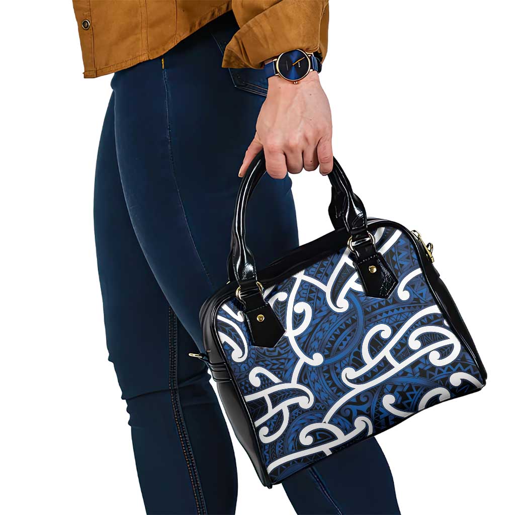 Aotearoa Maori Kowhaiwhai Shoulder Handbag Kikorangi Puhoro and Patiki