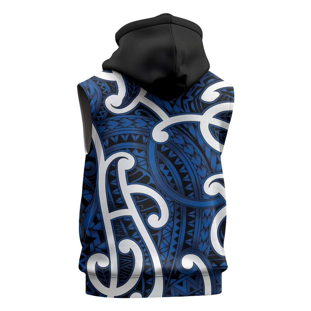Aotearoa Maori Kowhaiwhai Sleeveless Zip Hoodie Kikorangi Puhoro and Patiki LT9 - Polynesian Pride