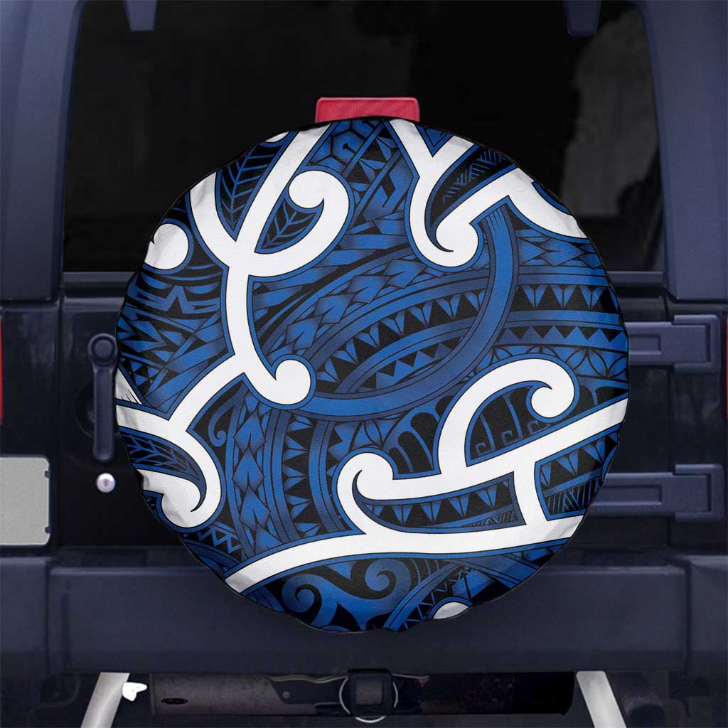 Aotearoa Maori Kowhaiwhai Spare Tire Cover Kikorangi Puhoro and Patiki LT9 No hole Blue - Polynesian Pride