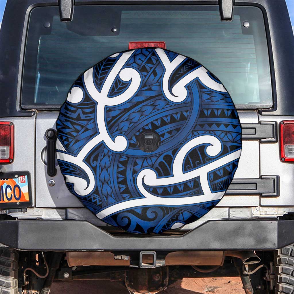 Aotearoa Maori Kowhaiwhai Spare Tire Cover Kikorangi Puhoro and Patiki LT9 Blue - Polynesian Pride