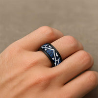 Aotearoa Maori Kowhaiwhai Spinner Ring Kikorangi Puhoro and Patiki