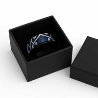 Aotearoa Maori Kowhaiwhai Spinner Ring Kikorangi Puhoro and Patiki