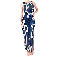 Aotearoa Maori Kowhaiwhai Tank Maxi Dress Kikorangi Puhoro and Patiki LT9 Women Blue - Polynesian Pride