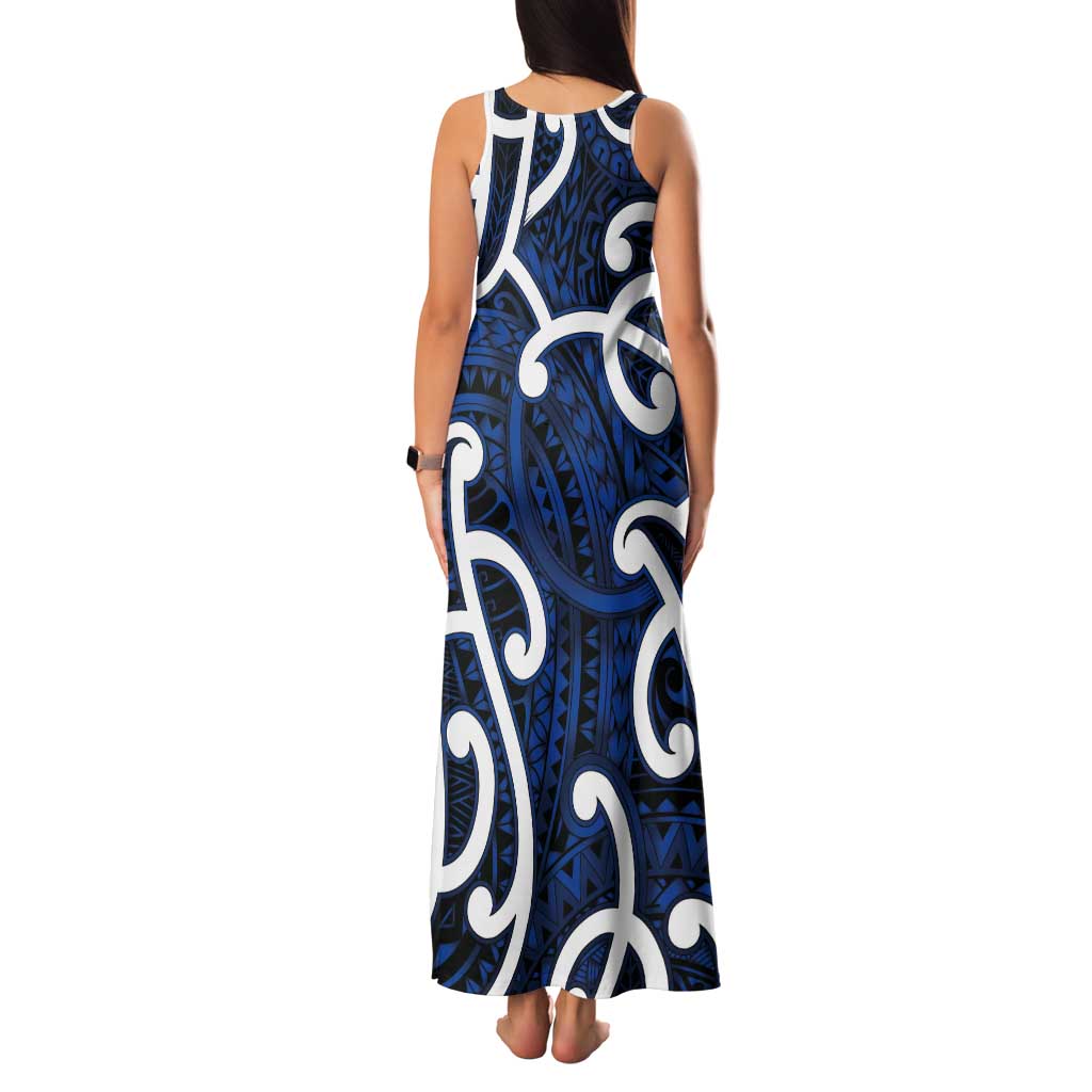 Aotearoa Maori Kowhaiwhai Tank Maxi Dress Kikorangi Puhoro and Patiki LT9 - Polynesian Pride