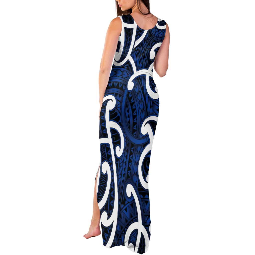 Aotearoa Maori Kowhaiwhai Tank Maxi Dress Kikorangi Puhoro and Patiki LT9 - Polynesian Pride