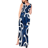 Aotearoa Maori Kowhaiwhai Tank Maxi Dress Kikorangi Puhoro and Patiki LT9 - Polynesian Pride