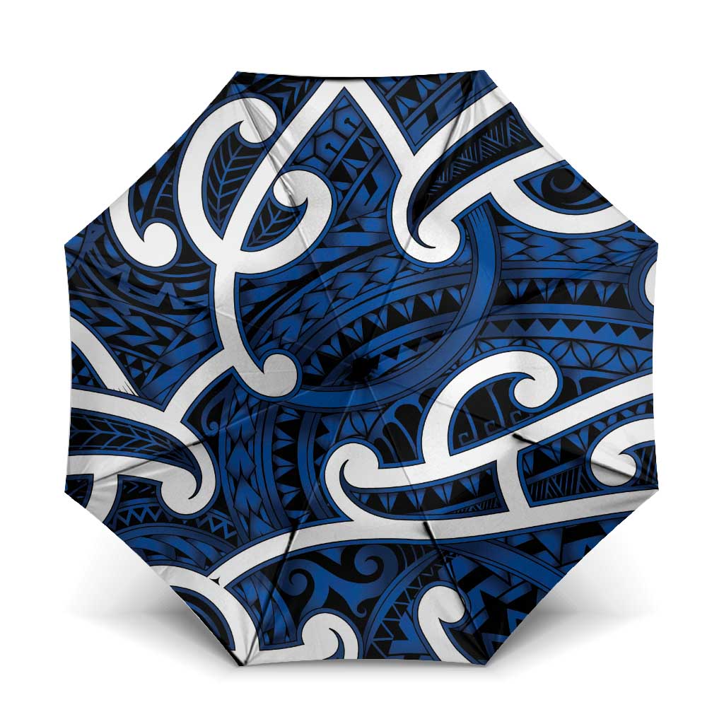 Aotearoa Maori Kowhaiwhai Umbrella Kikorangi Puhoro and Patiki
