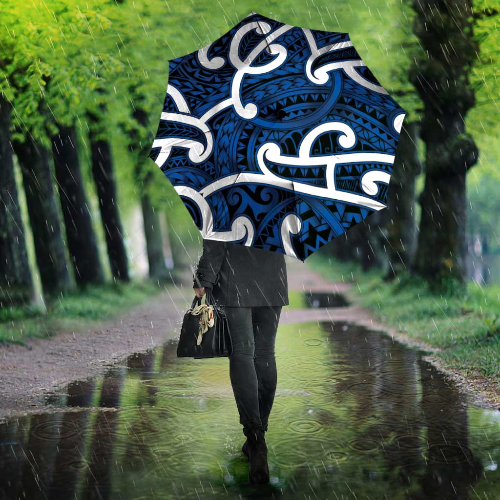 Aotearoa Maori Kowhaiwhai Umbrella Kikorangi Puhoro and Patiki