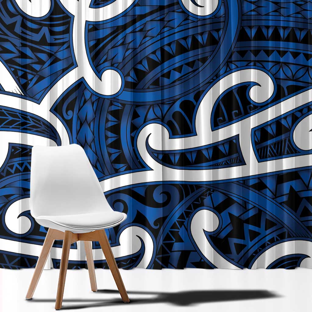 Aotearoa Maori Kowhaiwhai Window Curtain Kikorangi Puhoro and Patiki
