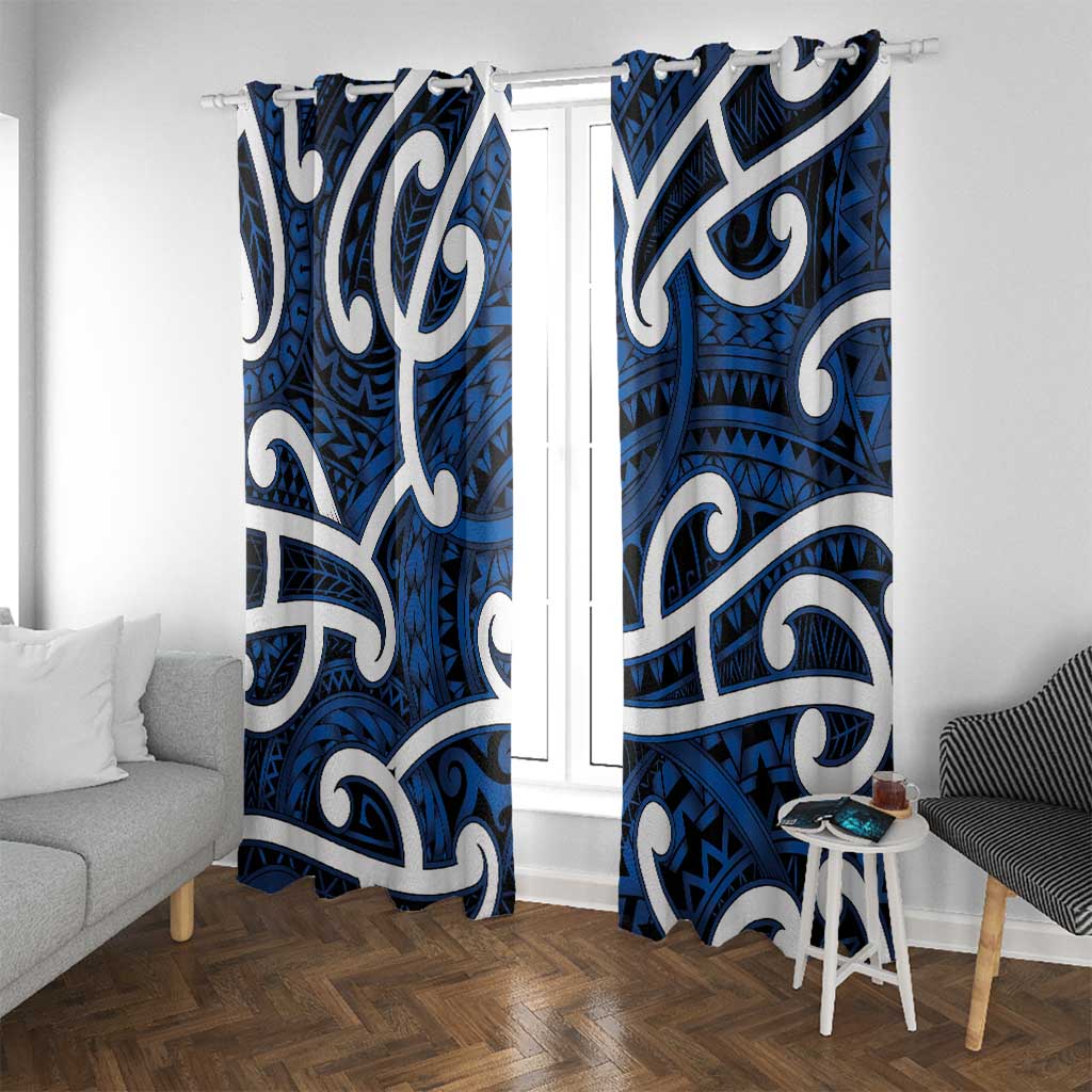 Aotearoa Maori Kowhaiwhai Window Curtain Kikorangi Puhoro and Patiki
