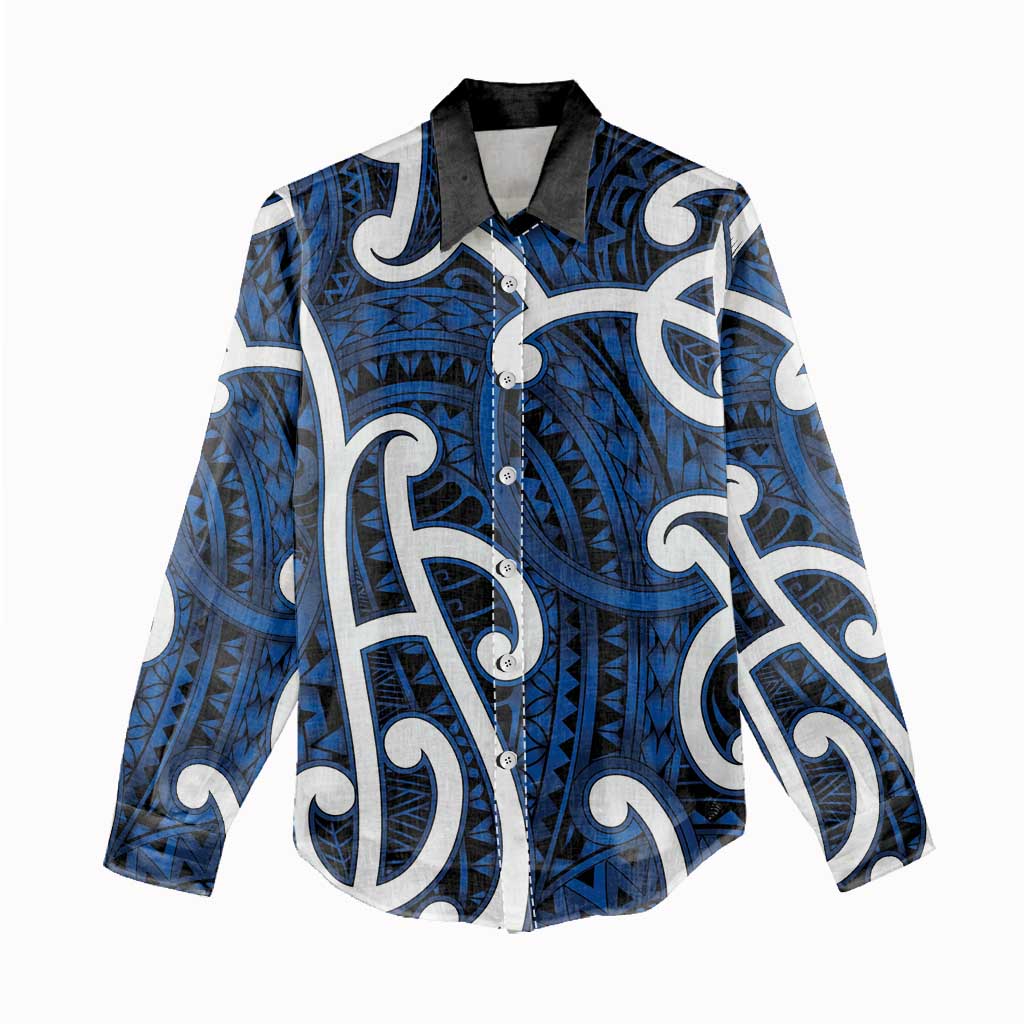 Aotearoa Maori Kowhaiwhai Women Casual Shirt Kikorangi Puhoro and Patiki LT9 - Polynesian Pride