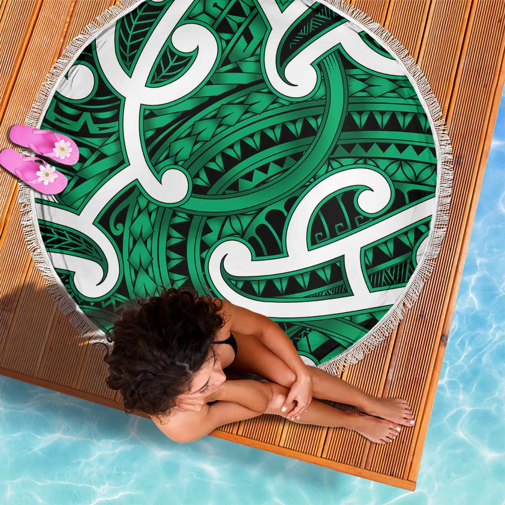 Aotearoa Maori Kowhaiwhai Beach Blanket Kakariki Puhoro and Patiki