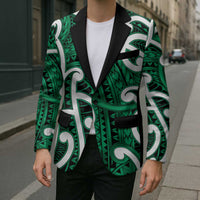 Aotearoa Maori Kowhaiwhai Blazer Kakariki Puhoro and Patiki
