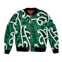 Aotearoa Maori Kowhaiwhai Bomber Jacket Kakariki Puhoro and Patiki
