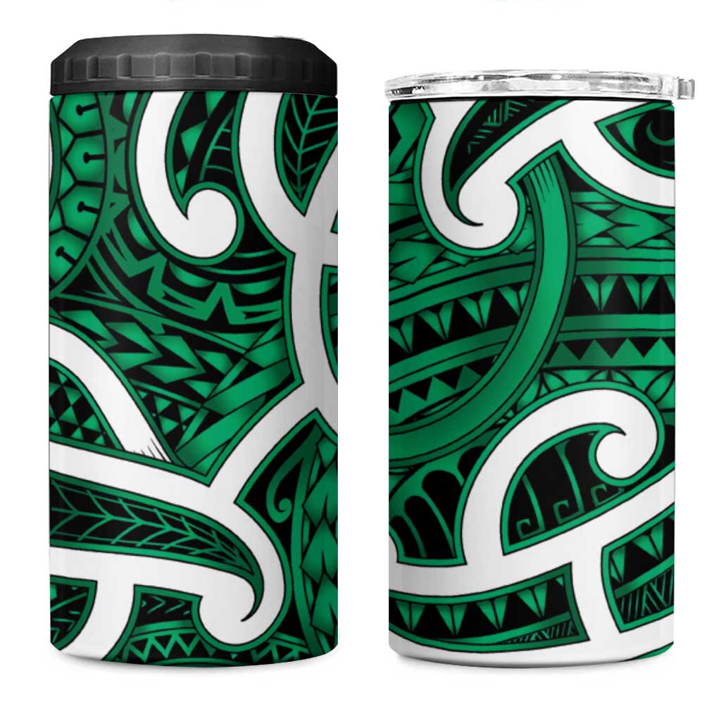 Aotearoa Maori Kowhaiwhai 4 in 1 Can Cooler Tumbler Kakariki Puhoro and Patiki LT9 One Size: 16 oz Green - Polynesian Pride