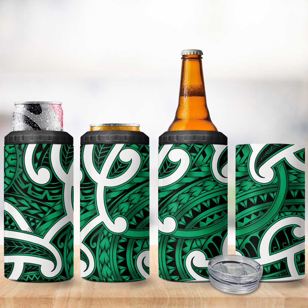 Aotearoa Maori Kowhaiwhai 4 in 1 Can Cooler Tumbler Kakariki Puhoro and Patiki LT9 - Polynesian Pride