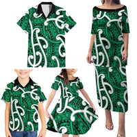 Aotearoa Maori Kowhaiwhai Family Matching Puletasi and Hawaiian Shirt Kakariki Puhoro and Patiki LT9 - Polynesian Pride