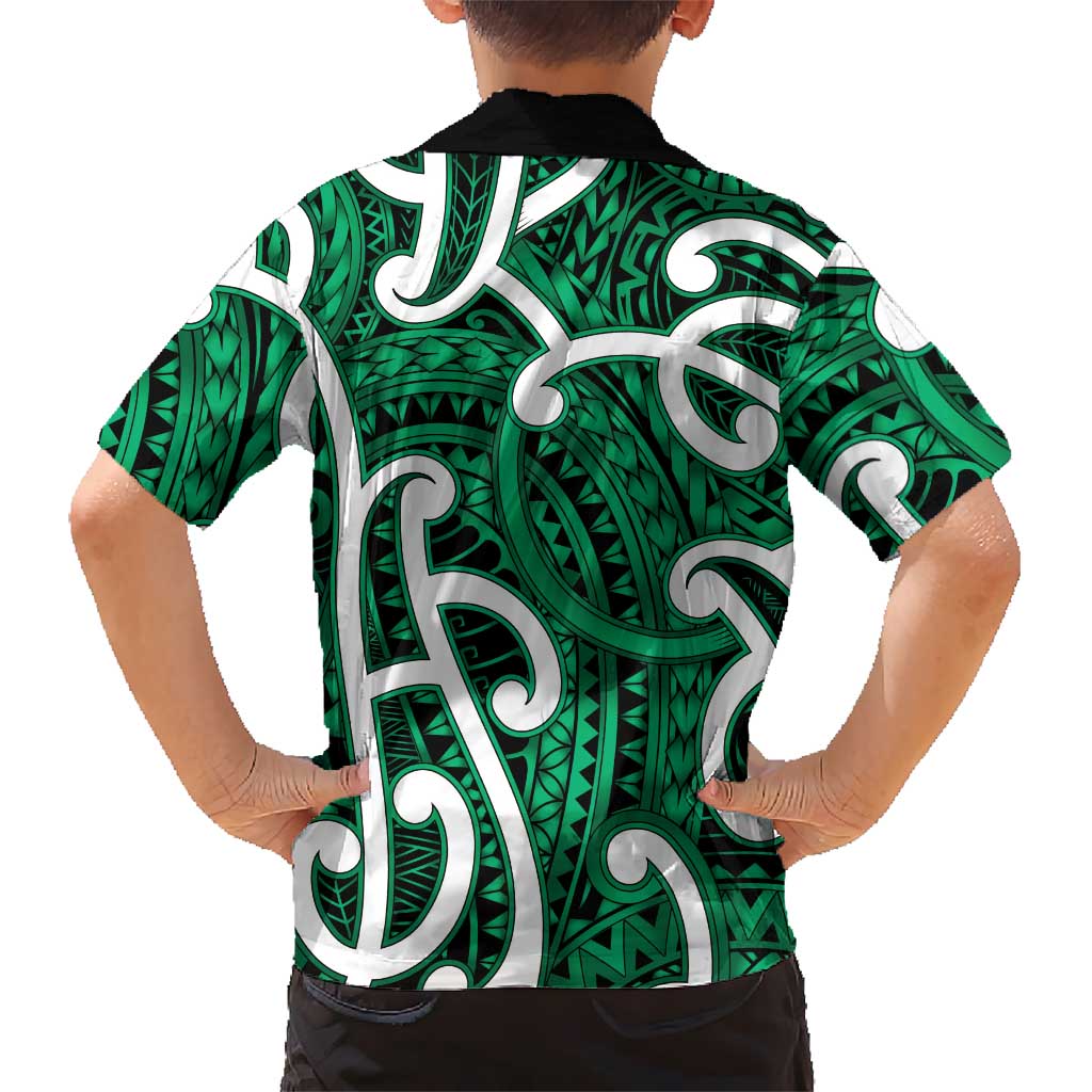 Aotearoa Maori Kowhaiwhai Family Matching Summer Maxi Dress and Hawaiian Shirt Kakariki Puhoro and Patiki LT9 - Polynesian Pride