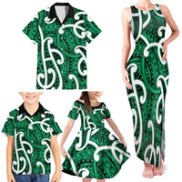 Aotearoa Maori Kowhaiwhai Family Matching Tank Maxi Dress and Hawaiian Shirt Kakariki Puhoro and Patiki LT9 - Polynesian Pride