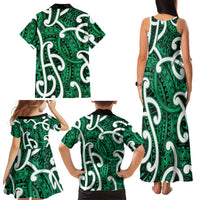 Aotearoa Maori Kowhaiwhai Family Matching Tank Maxi Dress and Hawaiian Shirt Kakariki Puhoro and Patiki LT9 - Polynesian Pride