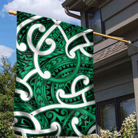 Aotearoa Maori Kowhaiwhai Garden Flag Kakariki Puhoro and Patiki
