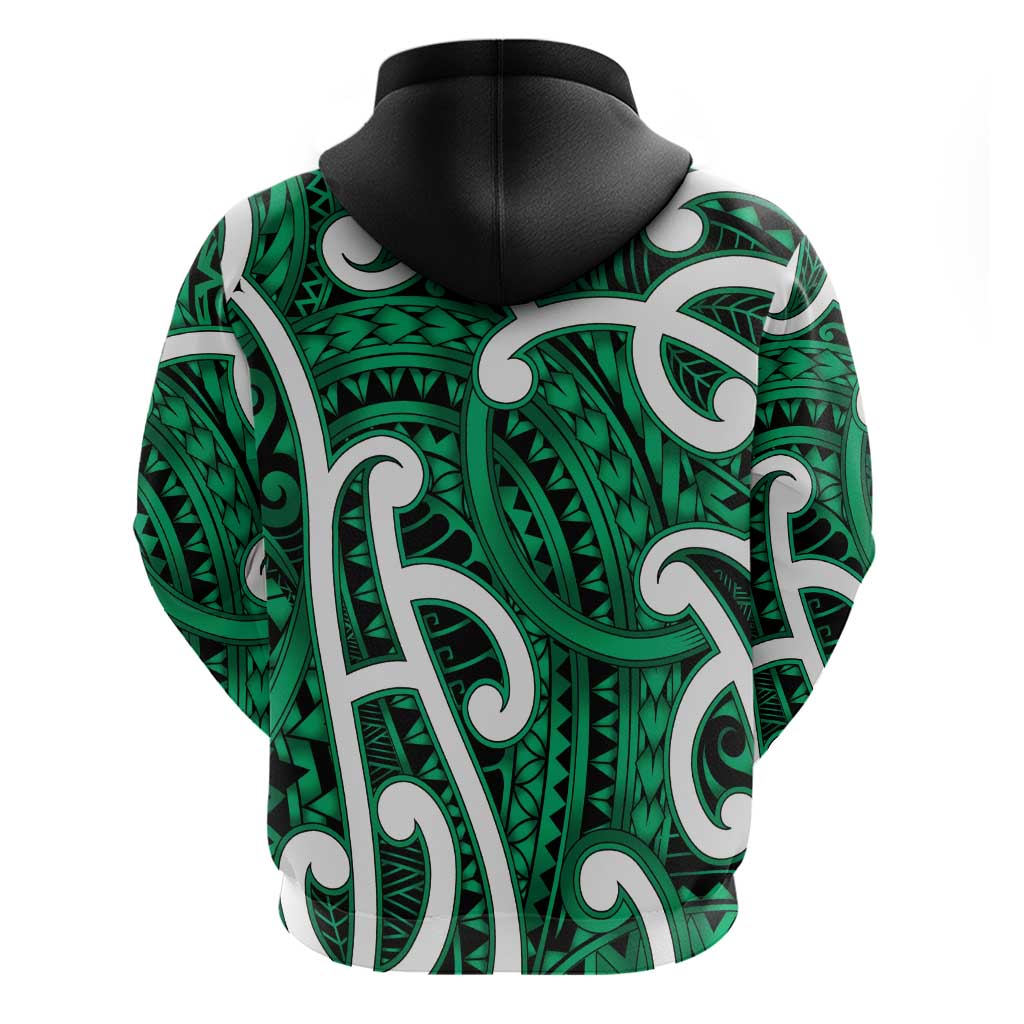 Aotearoa Maori Kowhaiwhai Hoodie Kakariki Puhoro and Patiki
