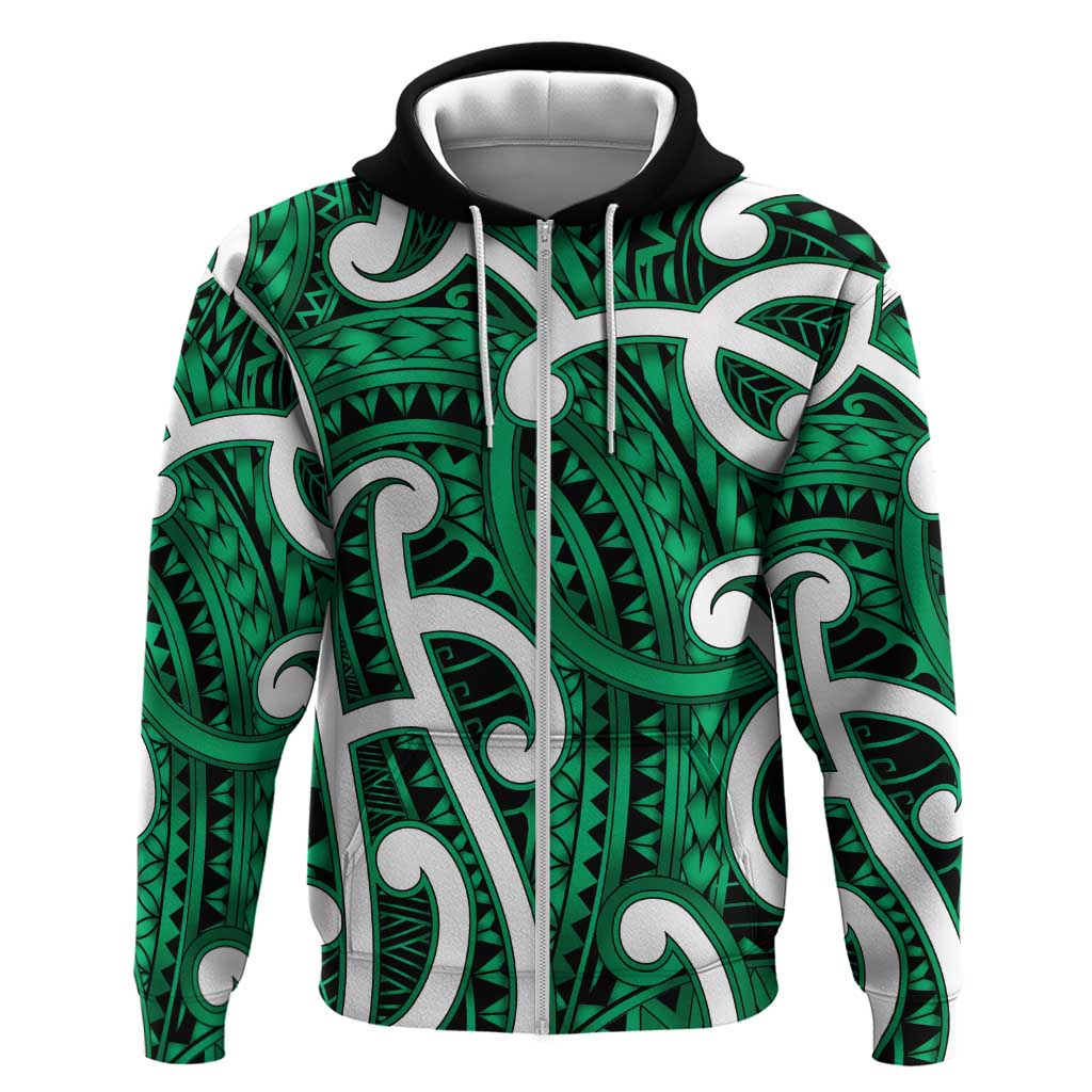 Aotearoa Maori Kowhaiwhai Hoodie Kakariki Puhoro and Patiki