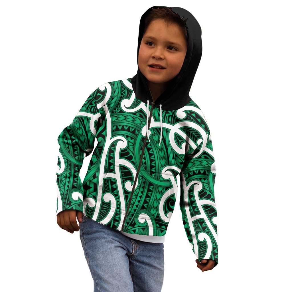 Aotearoa Maori Kowhaiwhai Kid Hoodie Kakariki Puhoro and Patiki LT9 - Polynesian Pride