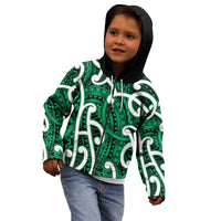 Aotearoa Maori Kowhaiwhai Kid Hoodie Kakariki Puhoro and Patiki LT9 - Polynesian Pride